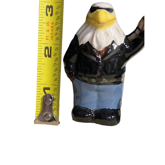 Ceramic Bald Eagle & Motorcycle Salt & Pepper Shakers - Picture 13 of 16